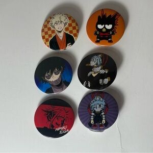 My Hero Academia Hot Topic and BoxLunch Anime Button Pin Lot of Six